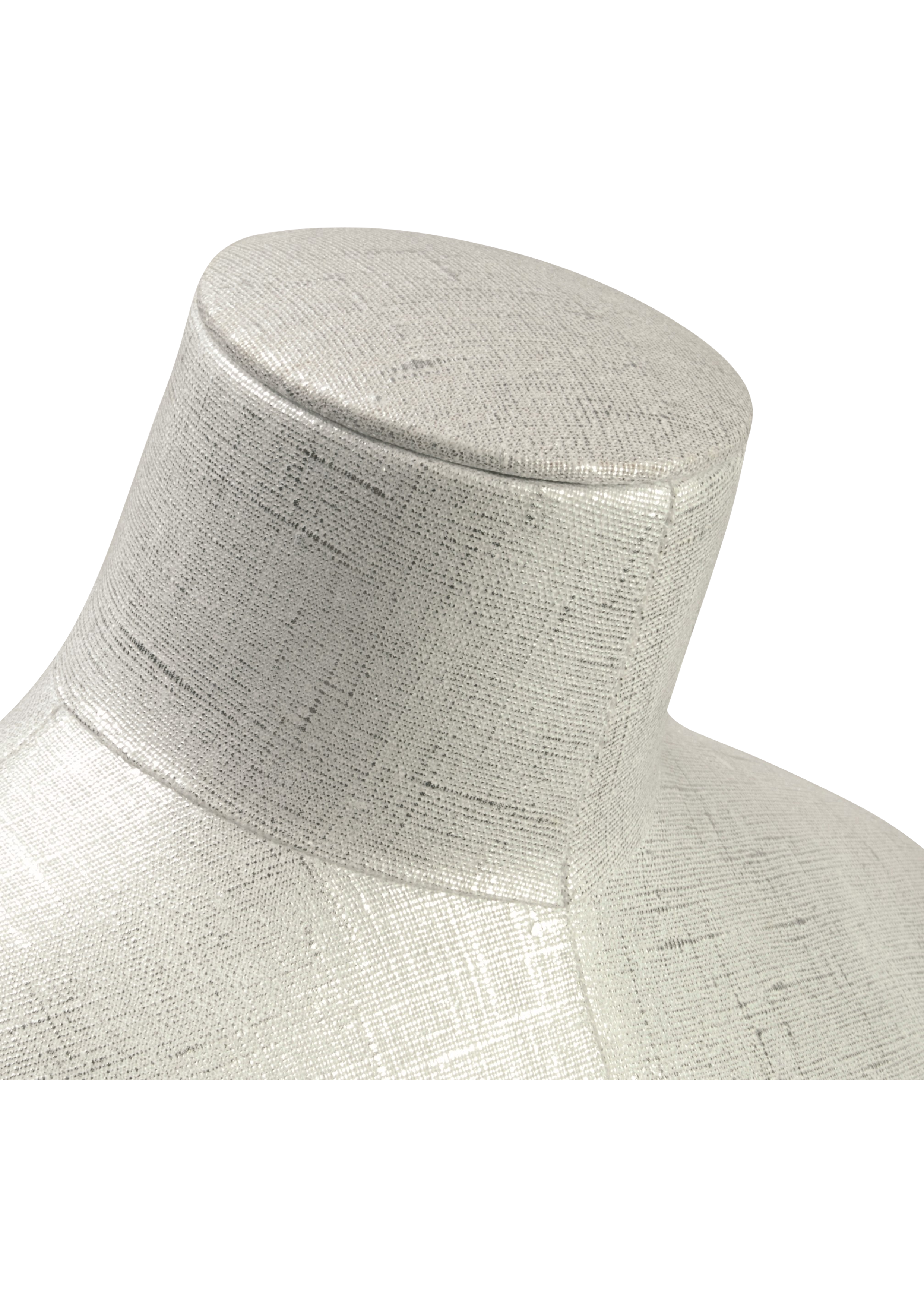 Linen Vintage White Silver Covered Neck