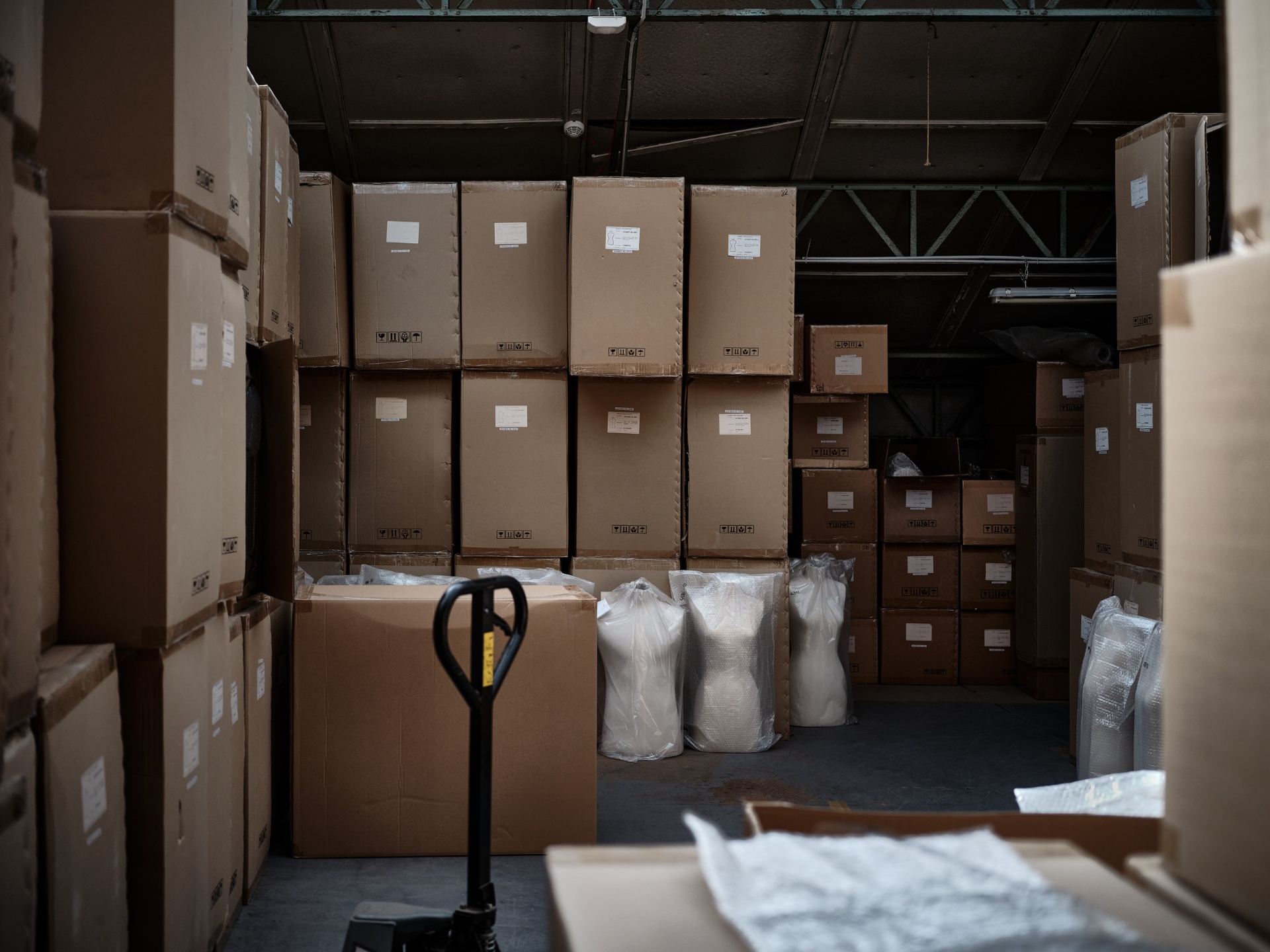 Packaging boxes in workshop